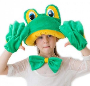 Шапочка-маска, перчатки и бантик для костюма лягушки