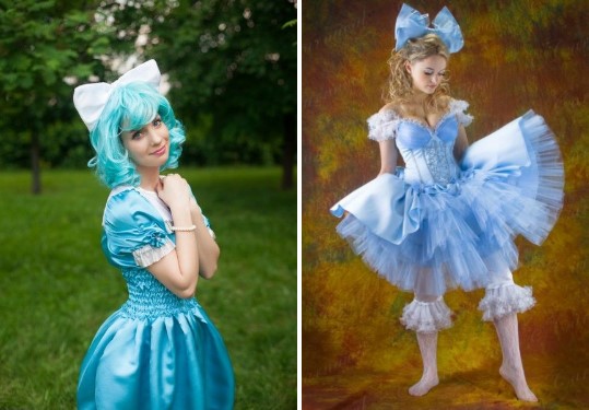 Карнавальный костюм для девочки Батик Кукла Мальвина бело-голубой 122-64